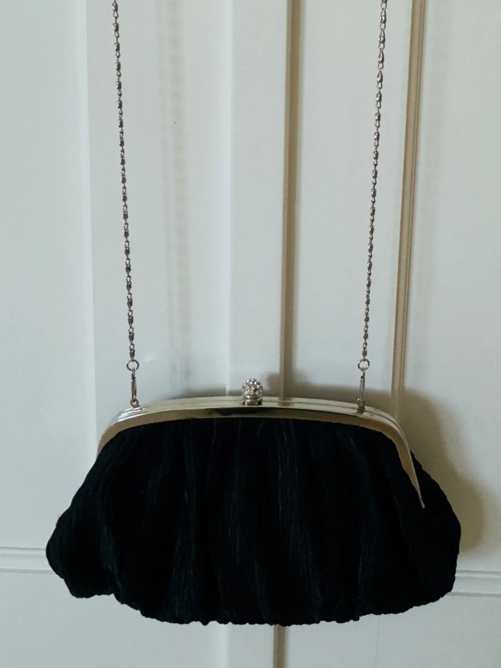 Neiman Marcus Black Evening Clutch Rhinestone Chain